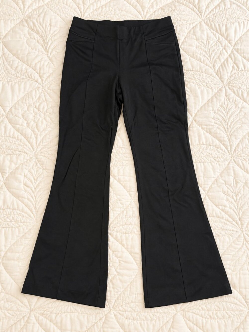 INC International Concepts Black Pull-On Flare Pants Size Large